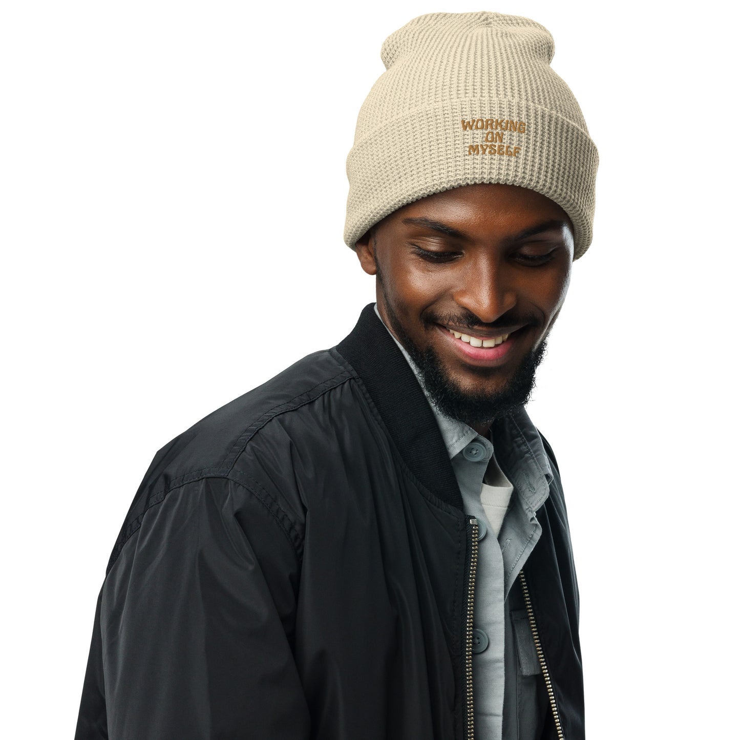 *working on myself* - waffle beanie