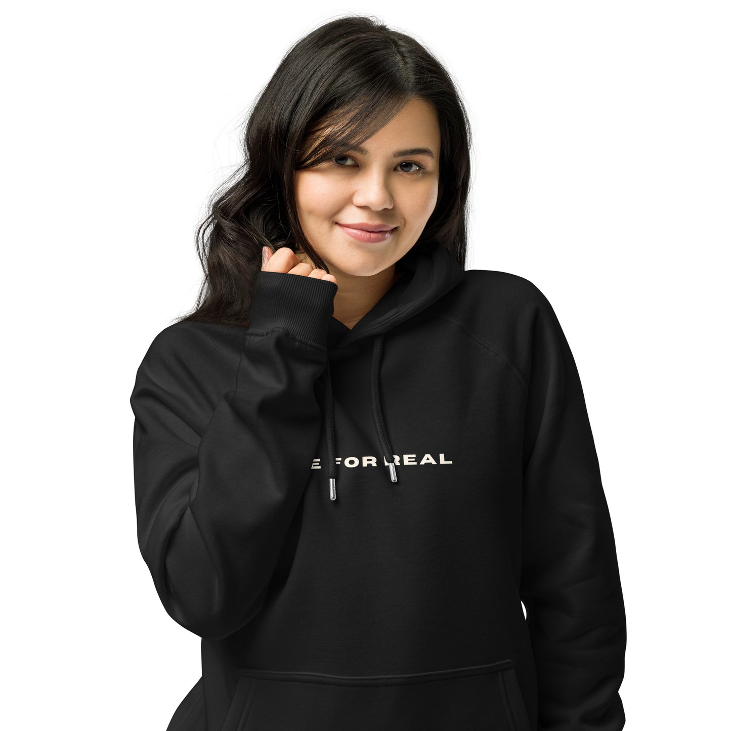 *be for real* - Unisex eco raglan hoodie