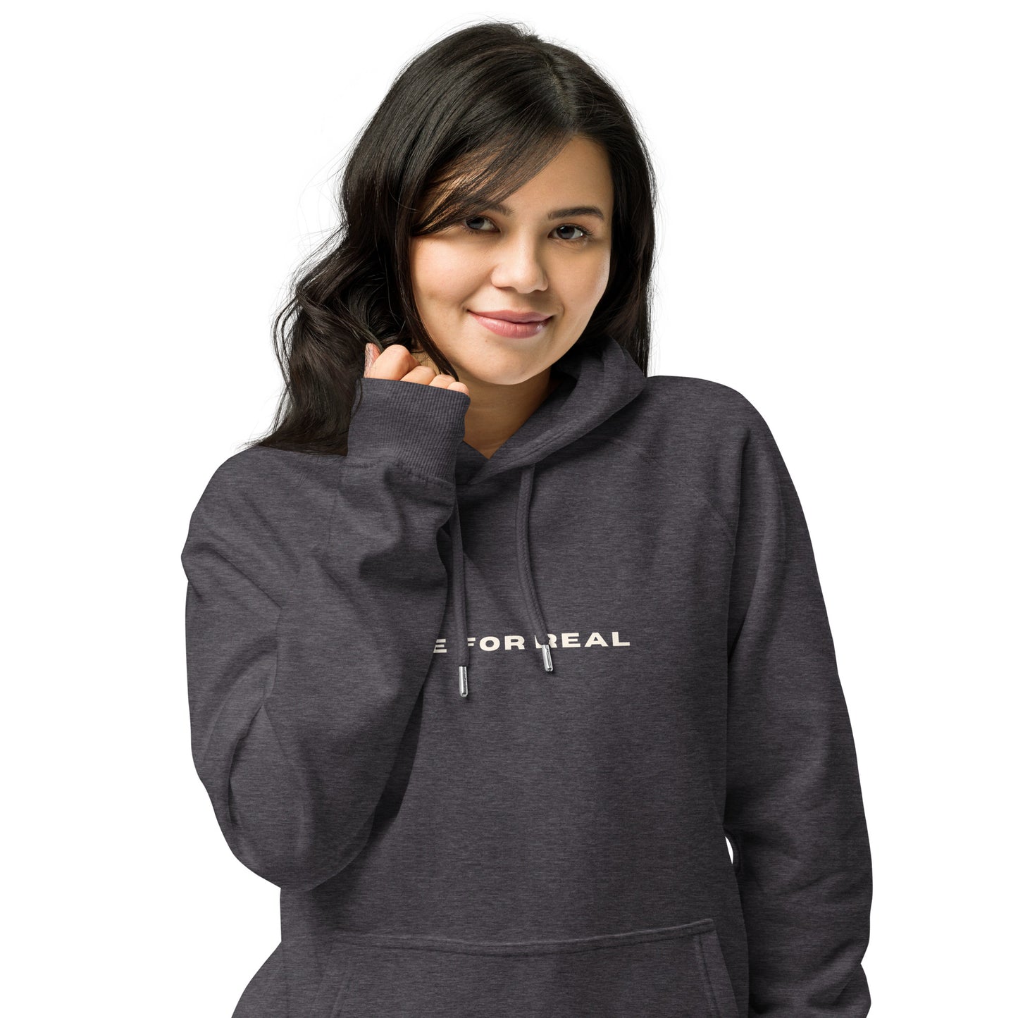 *be for real* - Unisex eco raglan hoodie