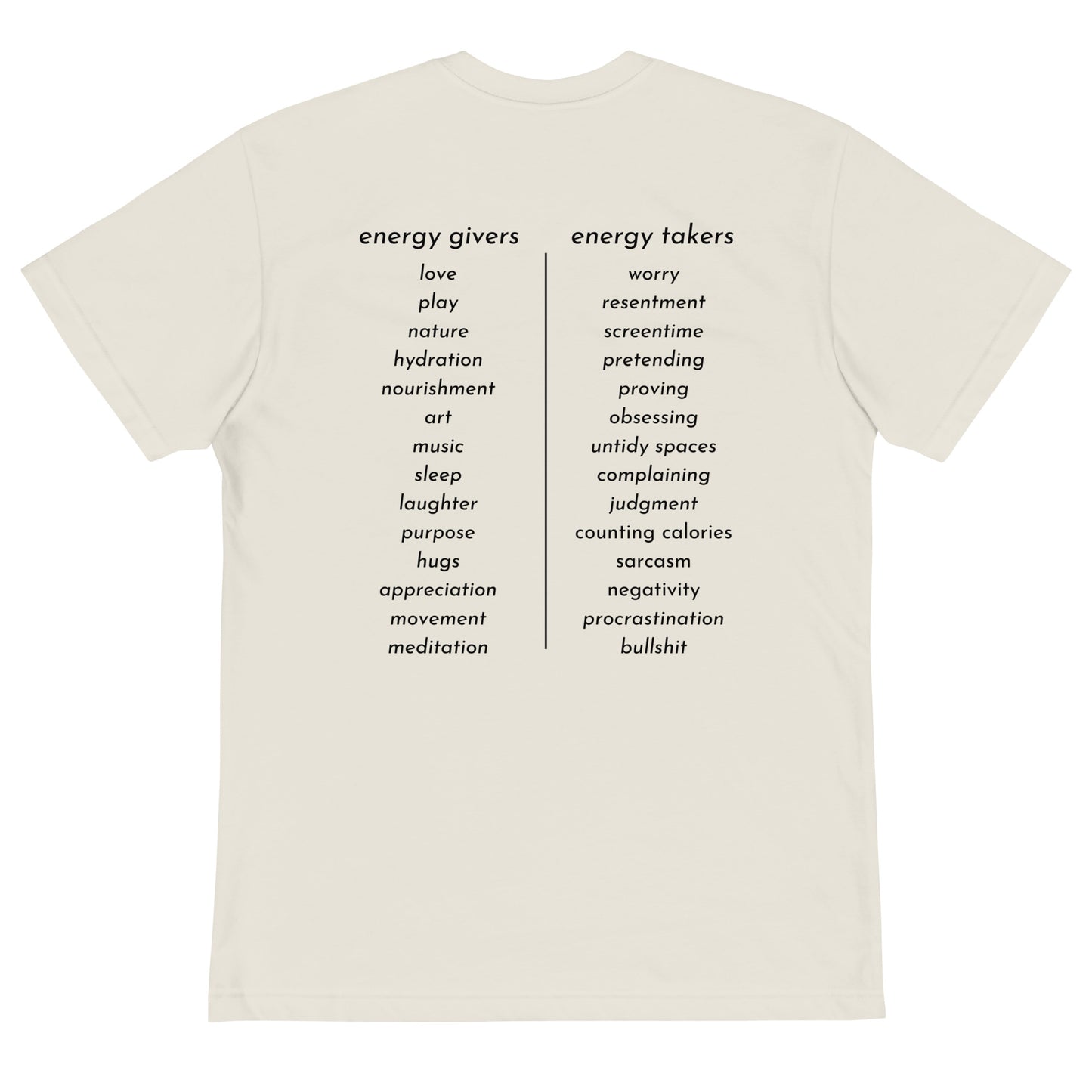 *energy budget* - sustainable t-shirt